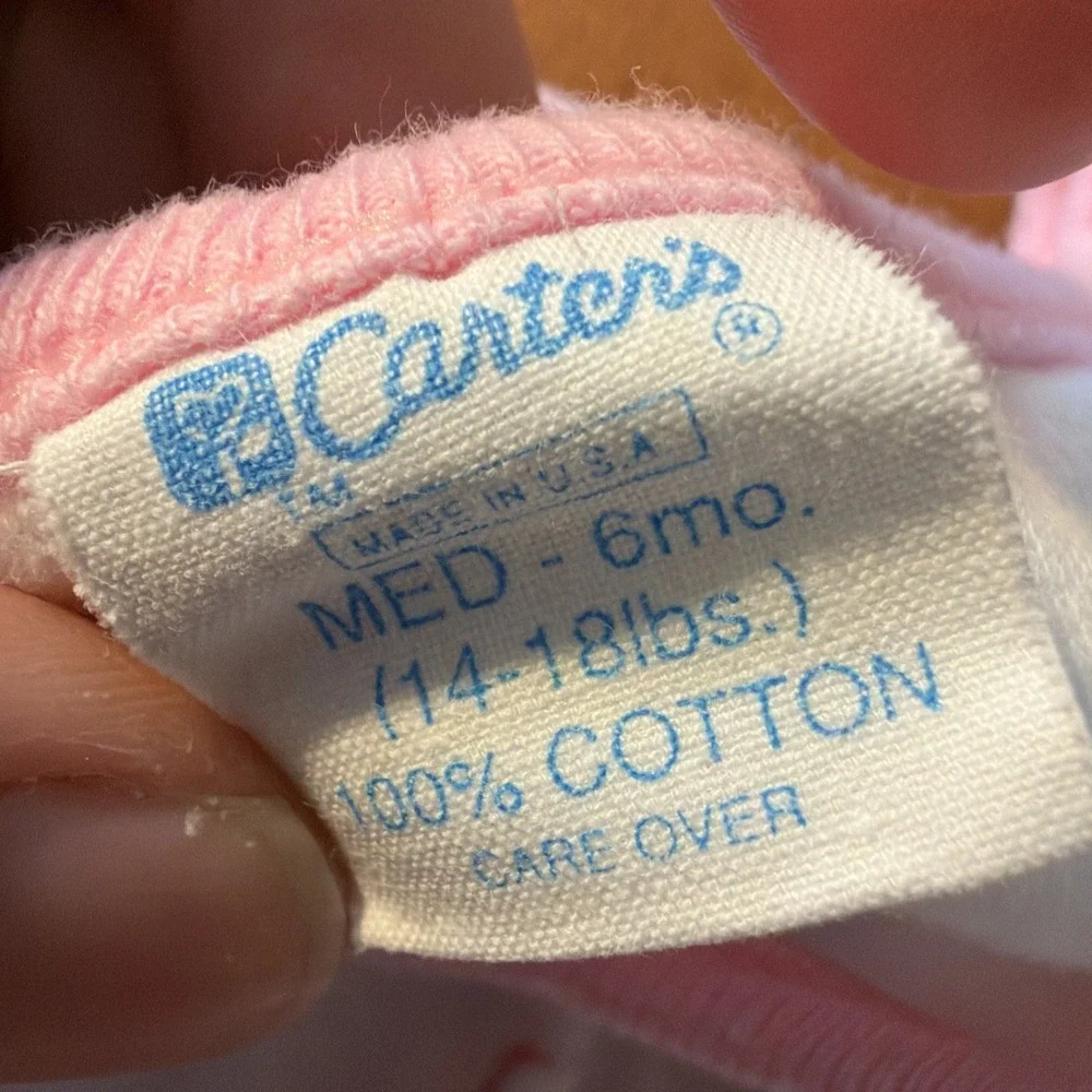Vtg‎ Carter's Baby Girl Romper Pink Bows Soft 6 Months